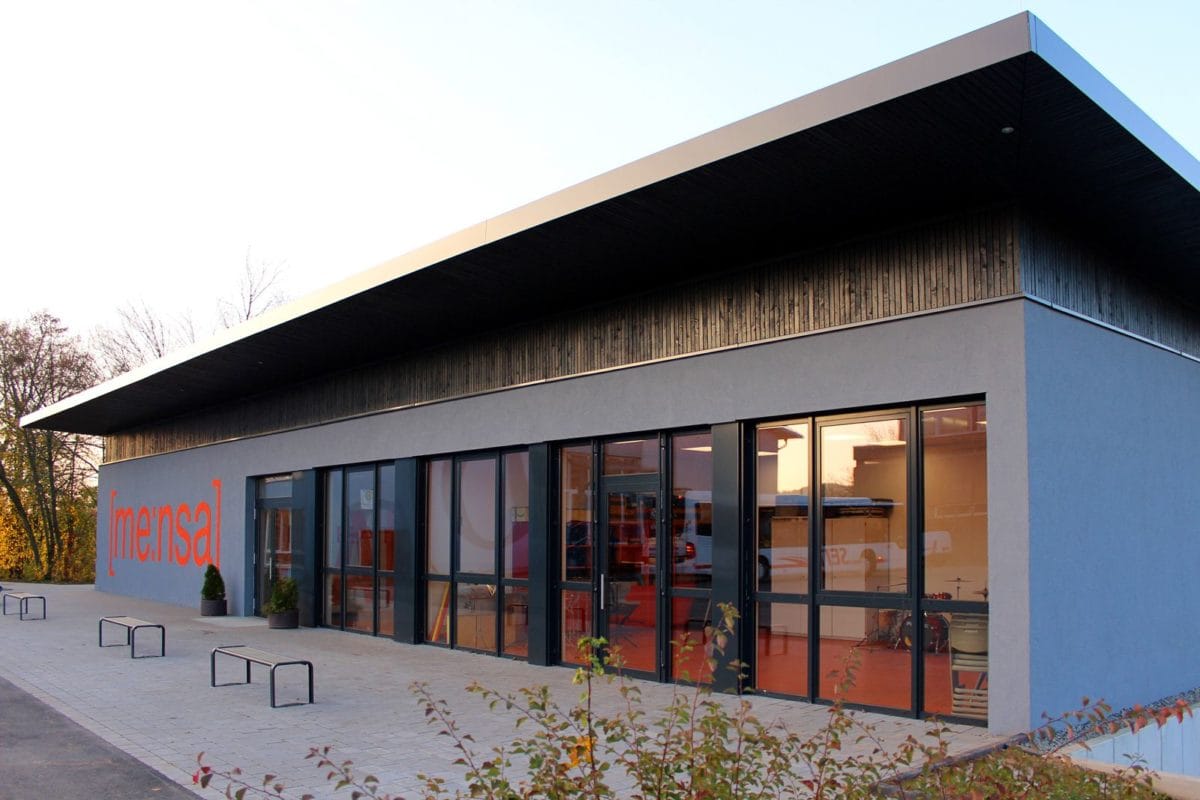 Neubau Schulgebäude mit Mensa in modularer Bauweise | Perspektive
